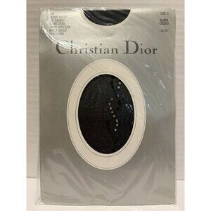Christian Dior Size 2 Black Orchid Pantyhose Ultra Sheer Rhinestones Rare New